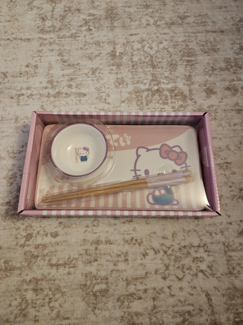 Hello Kitty Pink Ceramic Bowl and Chopsticks Set - Cute Home Party Tableware